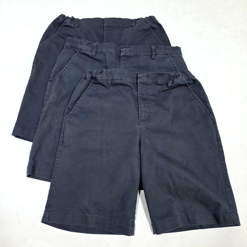 Universal School Uniforms 3pk Shorts Boy 20H Navy Blue Flat Front Chino Stretch
